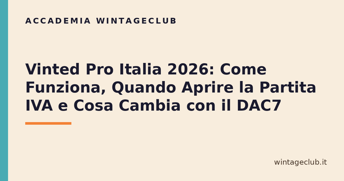 Guida Vinted Pro, partita IVA e DAC7 — Accademia WintageClub per rivenditori vintage
