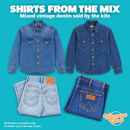KiloBox Denim – camicie dal mix: camicie di jeans con jeans piegati in lavaggio chiaro e medio