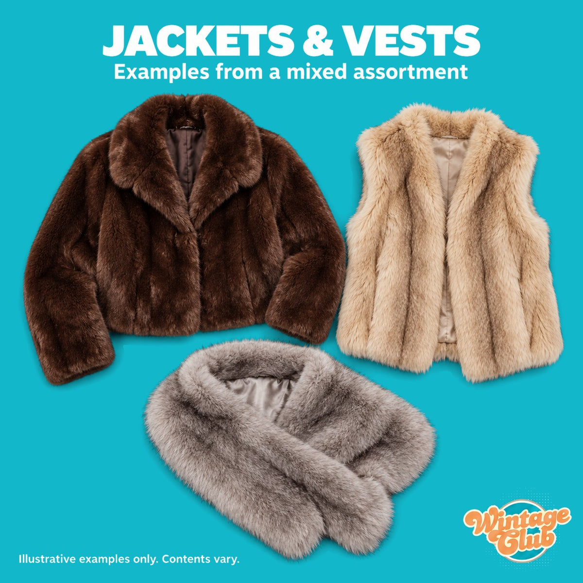 Pellicce vintage al kg – giacche e gilet: esempio di assortimento misto