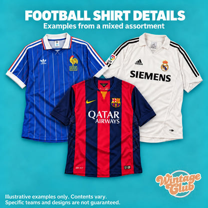 Box Maglie da Calcio — dettagli delle maglie: colletti, sponsor e stemmi (esempi illustrativi)