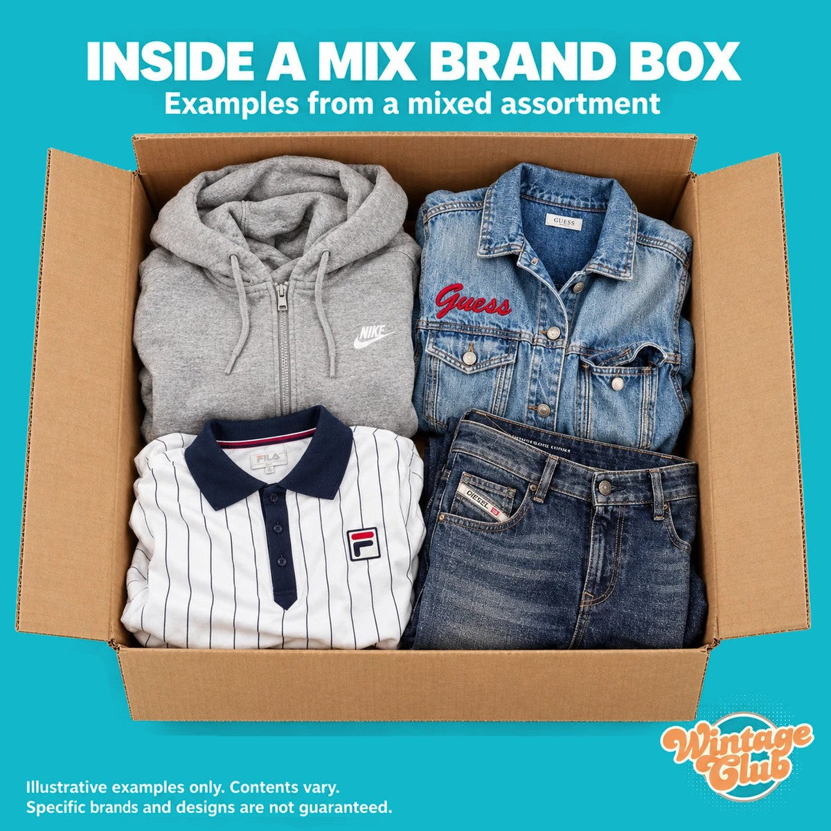 Dentro una KiloBox Trial: scatola aperta con assortimento illustrativo Mix Brand