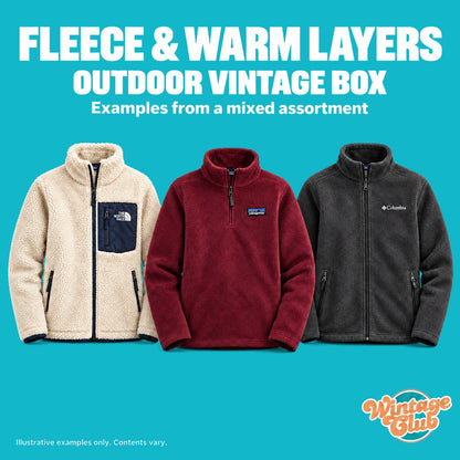 Pile e strati caldi — esempi di fleece vintage nella KiloBox Outdoor al kg (contenuto indicativo)