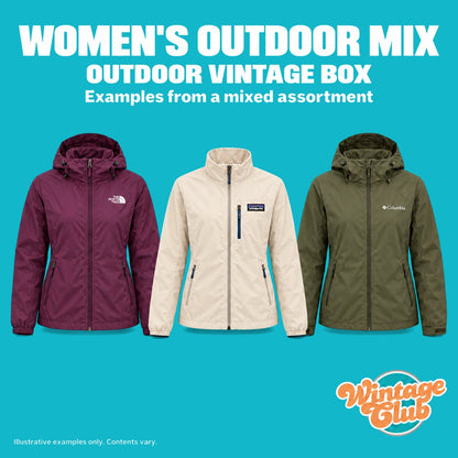 Mix outdoor donna — esempi di giacche outdoor vintage da donna nella KiloBox Outdoor al kg (contenuto indicativo)
